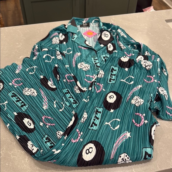 Dressed in LALA Pants - Dressed in LALA Teal Patterned Playsuit